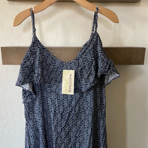 Rewind| Boho Maxi Dress in High-Low Style, Size XXL•••Navy Tones NWT - Picture 2 of 11